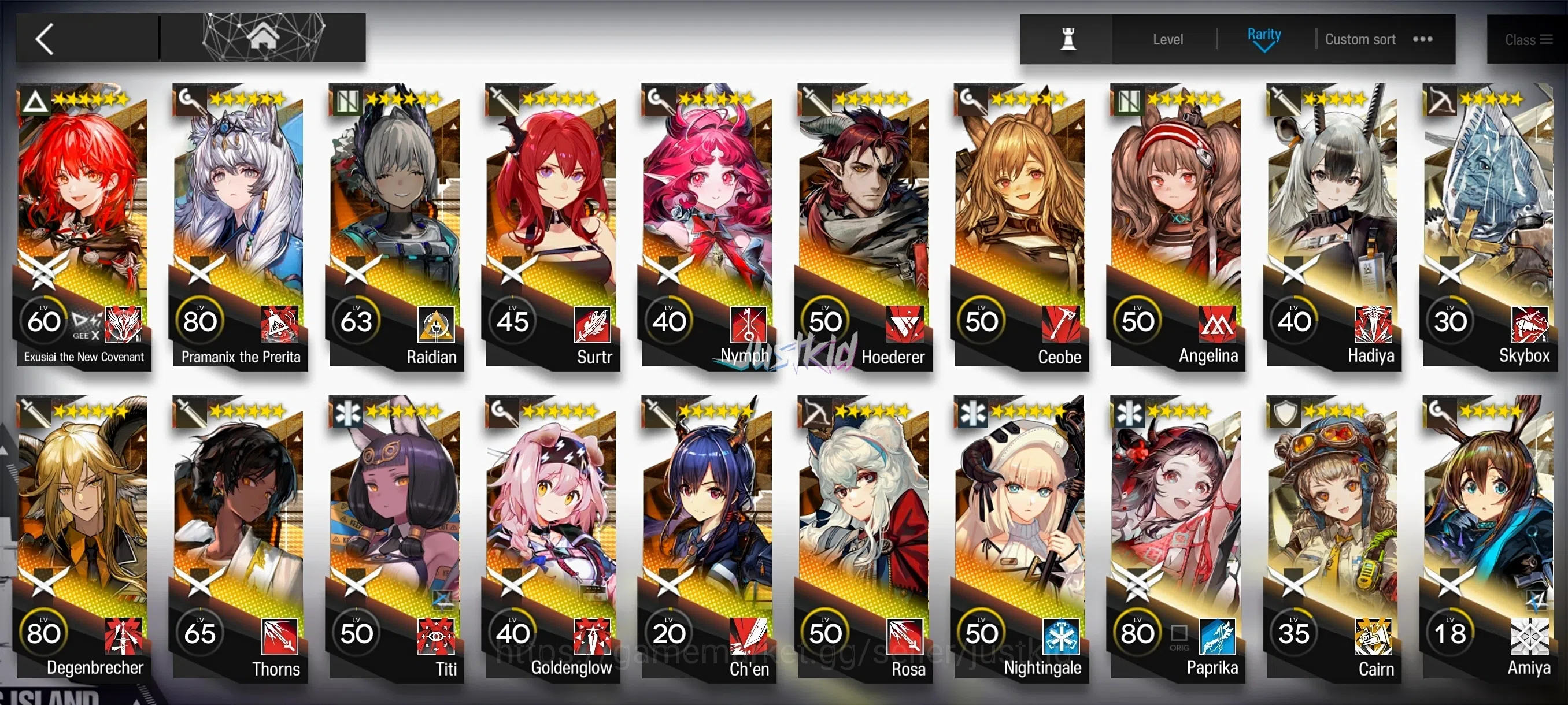 Arknights Accounts Mid-Tier ARKNIGHTS GLOBAL EARLYMID 15*6 , LIMITED EXUSIAI ALTER , TITI,PRAMANIX 1