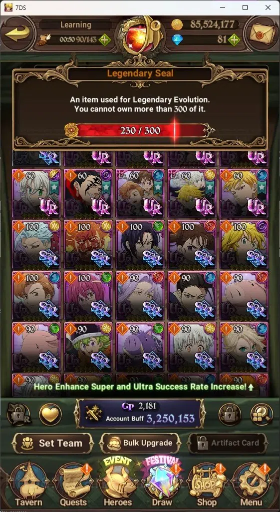 The Seven Deadly Sins: Grand Cross Accounts GLOBAL|3,2M CC|230 LS|1 LR 9 UR+Collab ReZero|Eliz image 1