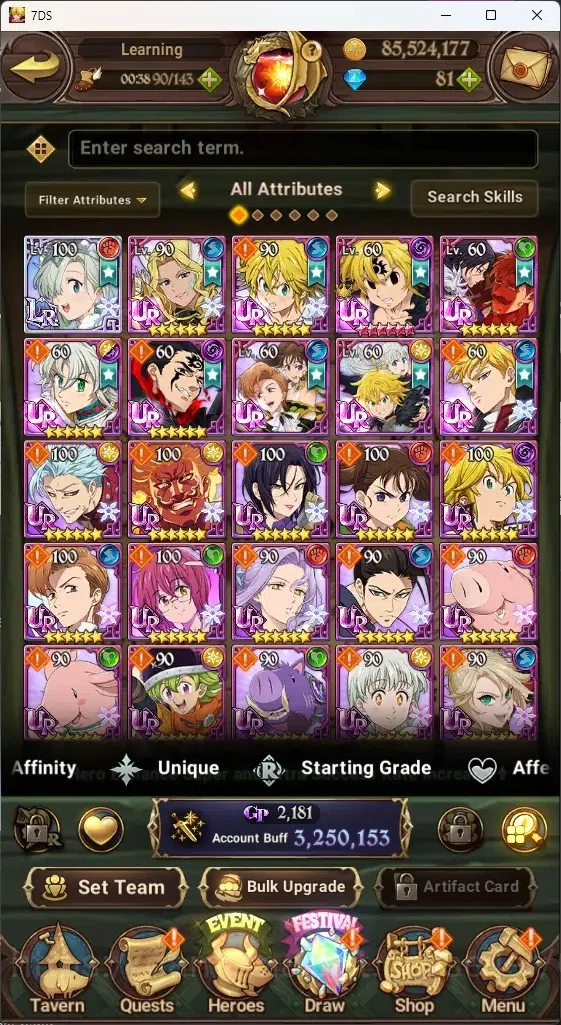 The Seven Deadly Sins: Grand Cross Accounts GLOBAL|3,2M CC|230 LS|1 LR 9 UR+Collab ReZero|Eliz image 2