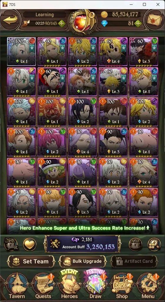 The Seven Deadly Sins: Grand Cross Accounts GLOBAL|3,2M CC|230 LS|1 LR 9 UR+Collab ReZero|Eliz image 3
