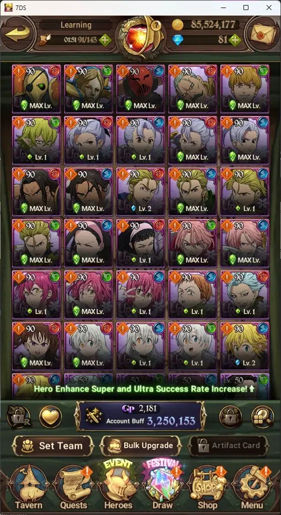 The Seven Deadly Sins: Grand Cross Accounts GLOBAL|3,2M CC|230 LS|1 LR 9 UR+Collab ReZero|Eliz image 7