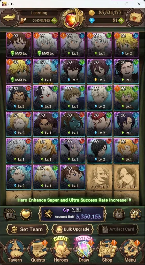 The Seven Deadly Sins: Grand Cross Accounts GLOBAL|3,2M CC|230 LS|1 LR 9 UR+Collab ReZero|Eliz image 8
