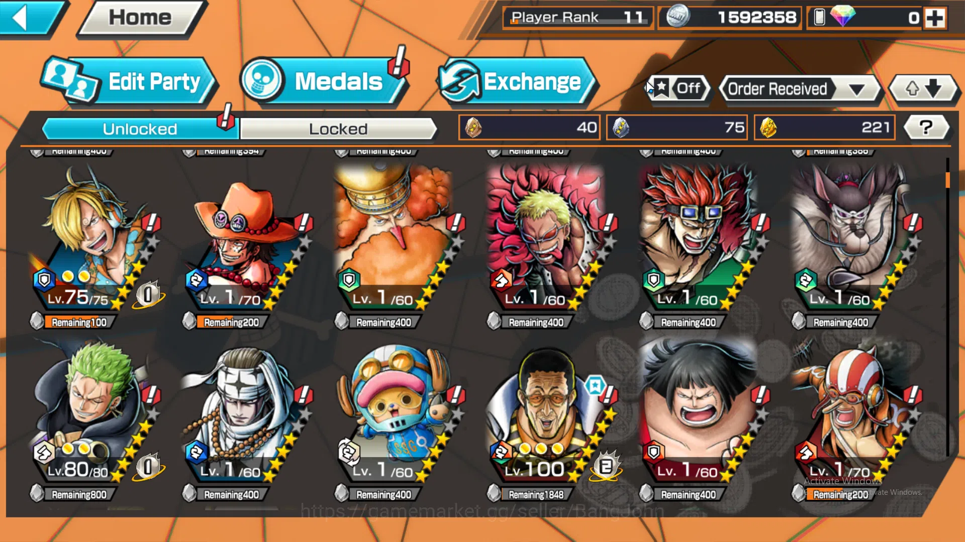 One Piece Bounty Rush Accounts Global | 1 EX | Rank 11 | 1 MAX | Borsalino, Kozuk image 4