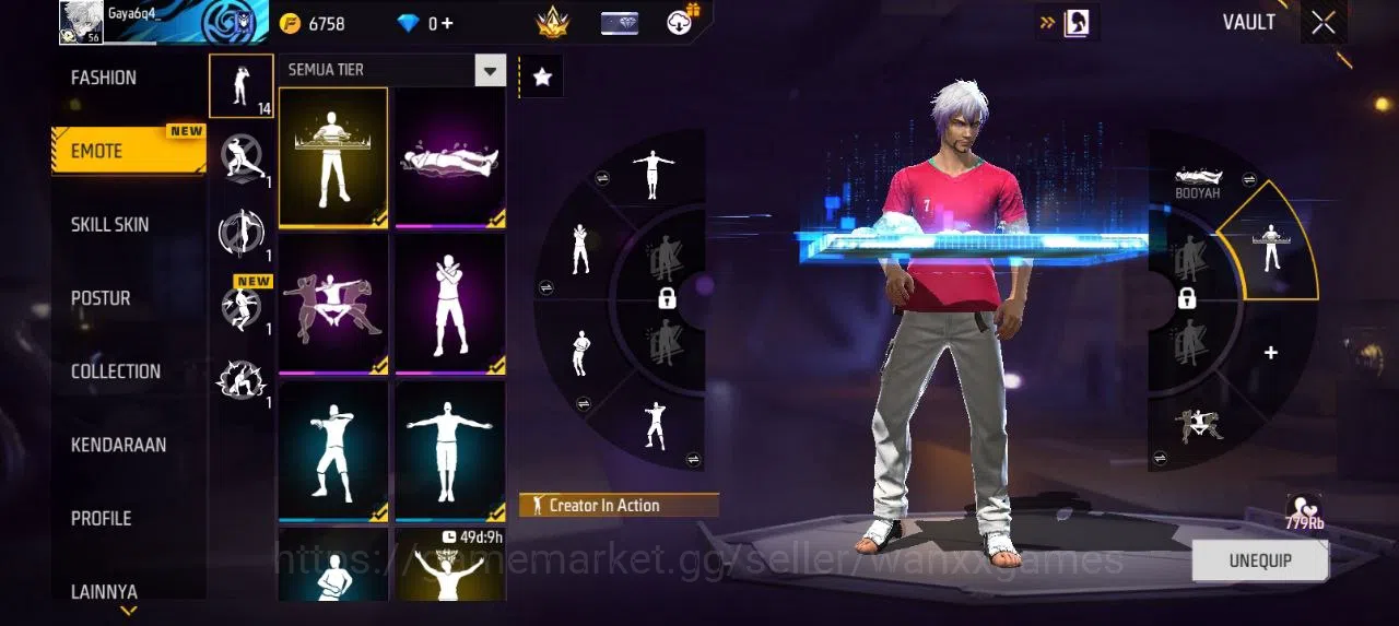 Free Fire Accounts Indonesia | AKUN LVL 56 SG MAMBAH VAULT 92 EMOTE 13 TAS 17 WEAPON 143 | W316 3
