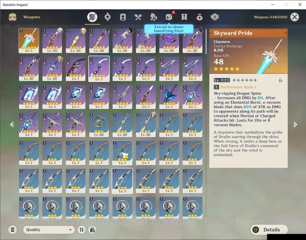 Genshin Impact Accounts ASIA | AR 48 | 1 Limited (ArlecchinoC1) + Skyward image 4