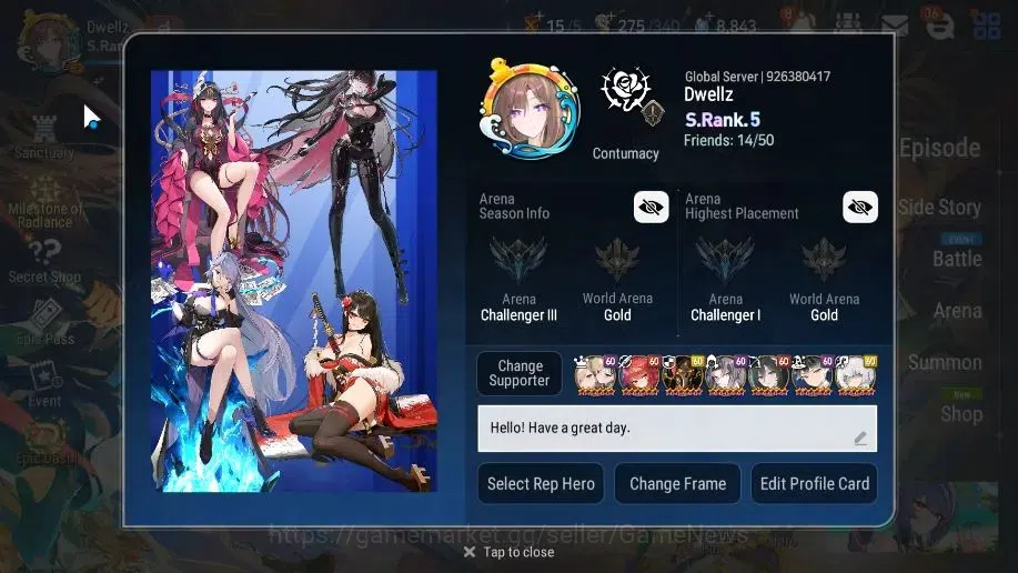 Epic Seven Accounts High-End GLOBAL Verif|20 ML(Notos,LOT Scales,SN Yulha,Harseti,RnL)+Estele,Setsuka,Rinak,Etc|AUTO ALL 2