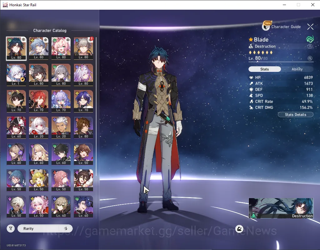 Honkai Star Rail Accounts Others Asia|TL 68|1 GC|2,4k Jade+15 SPass|10 Limited(Hyacine,Sunday,Blade)+Sign RMei E1,Castorice 1