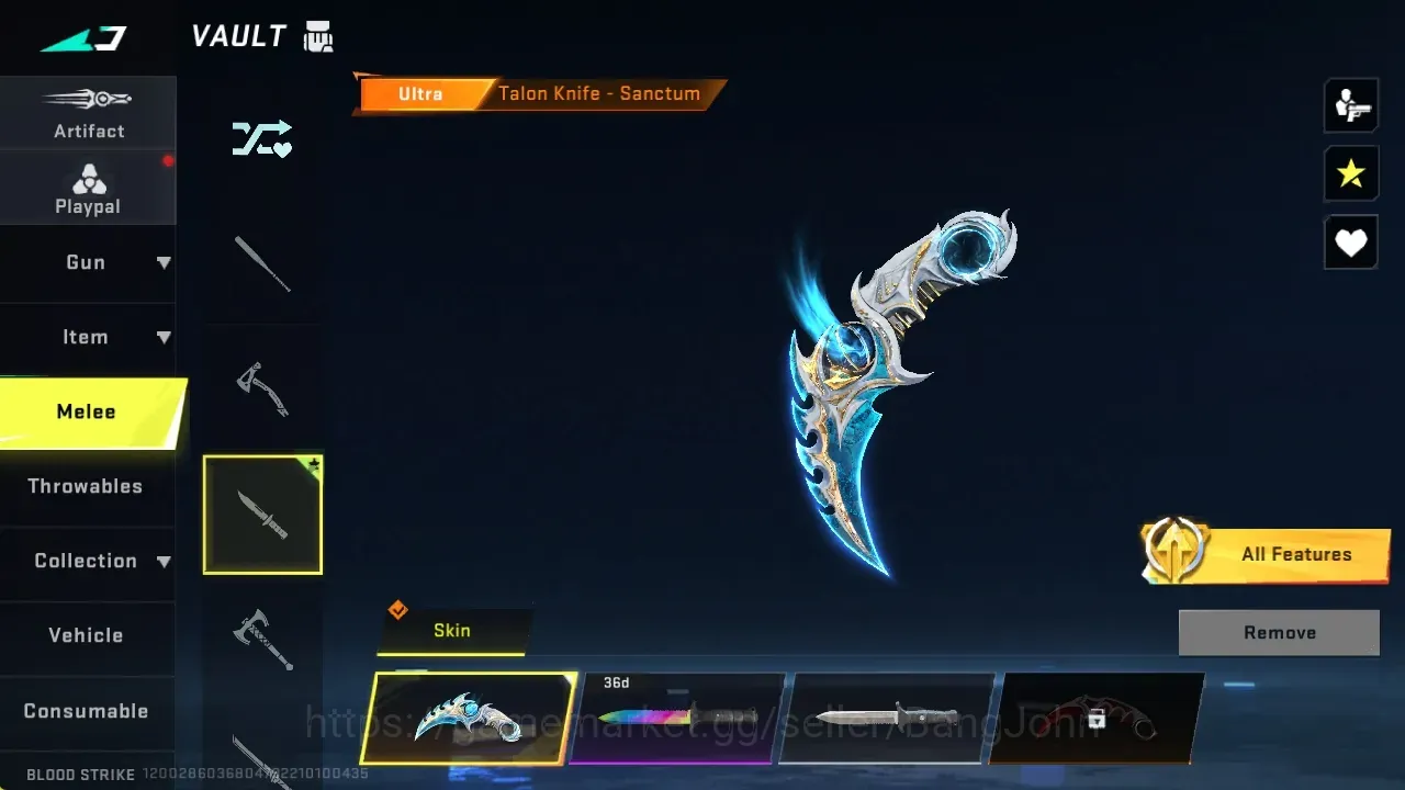 Blood Strike Accounts Collab Skin ASIA | Eternal Gun: MP7-Tidesong|Ultra Melee: Talon Knife-Sanctum|1 Collab Gun|4 Ultra 1