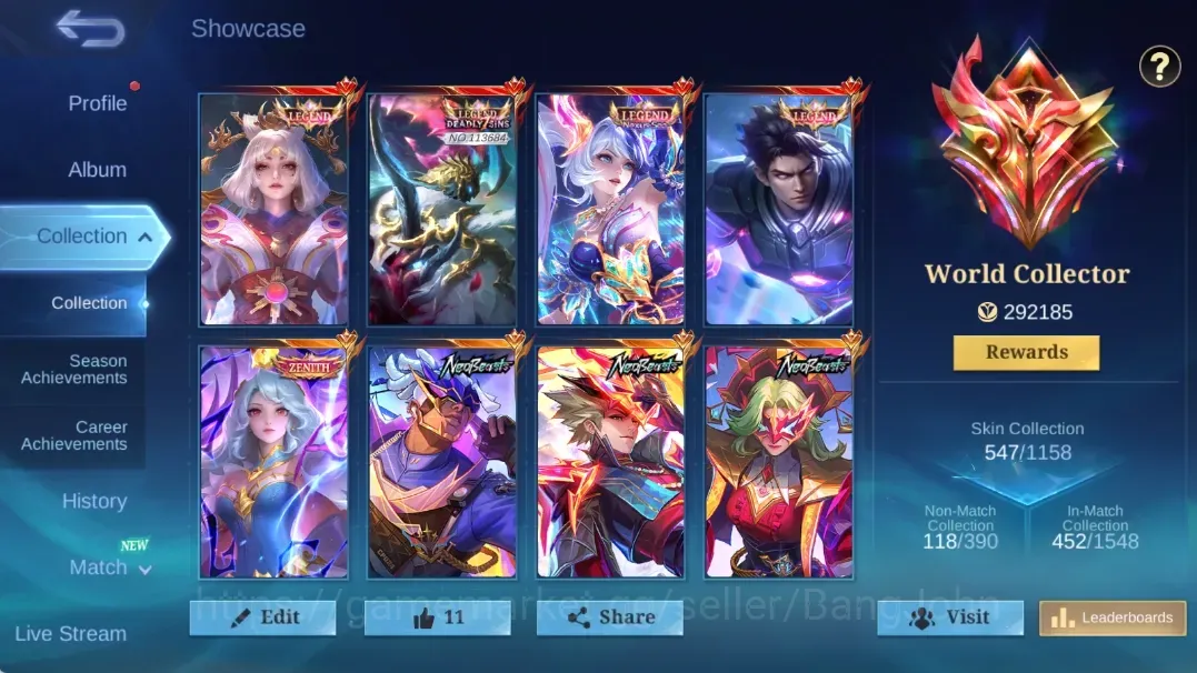 Mobile Legends: Bang Bang Accounts Others Global|138H 547S|World|4 Legend|Ducati Benedetta|Kishin Densetsu Lancelot|Neobeast 1