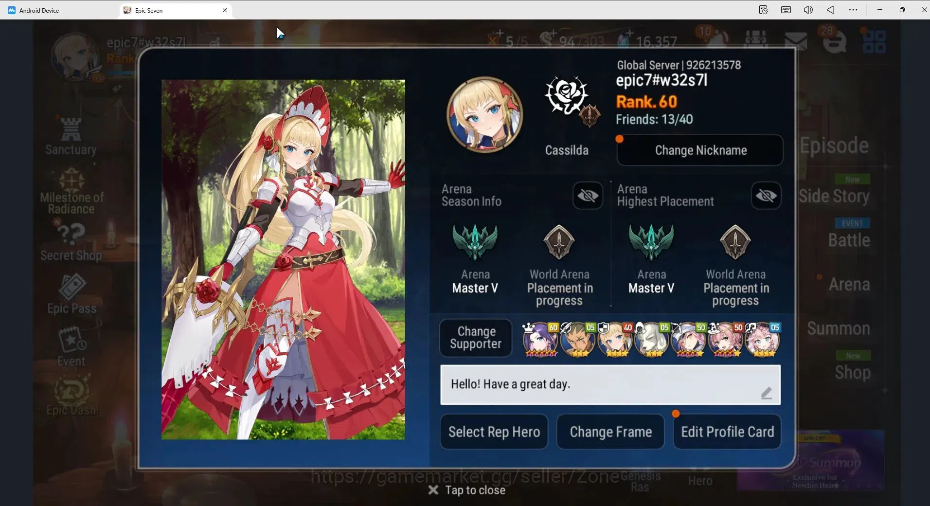 Epic Seven Accounts Limited Hero Global|14ML (Straze, Arby, AYufine Etc.)|PoH ON|SS 16.3K|Eye of Abyss Fumyr Limited 10
