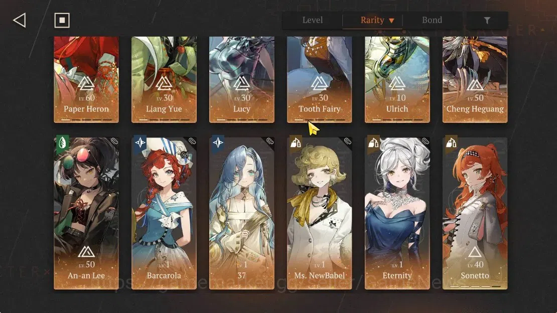 Reverse: 1999 Accounts Midgame GLOBAL|Lv54|11*6Crew(3Limit)|CD 36K|[Paper HeronP1,Liang YueP1,LucyP1]+Psy,Cheng 3