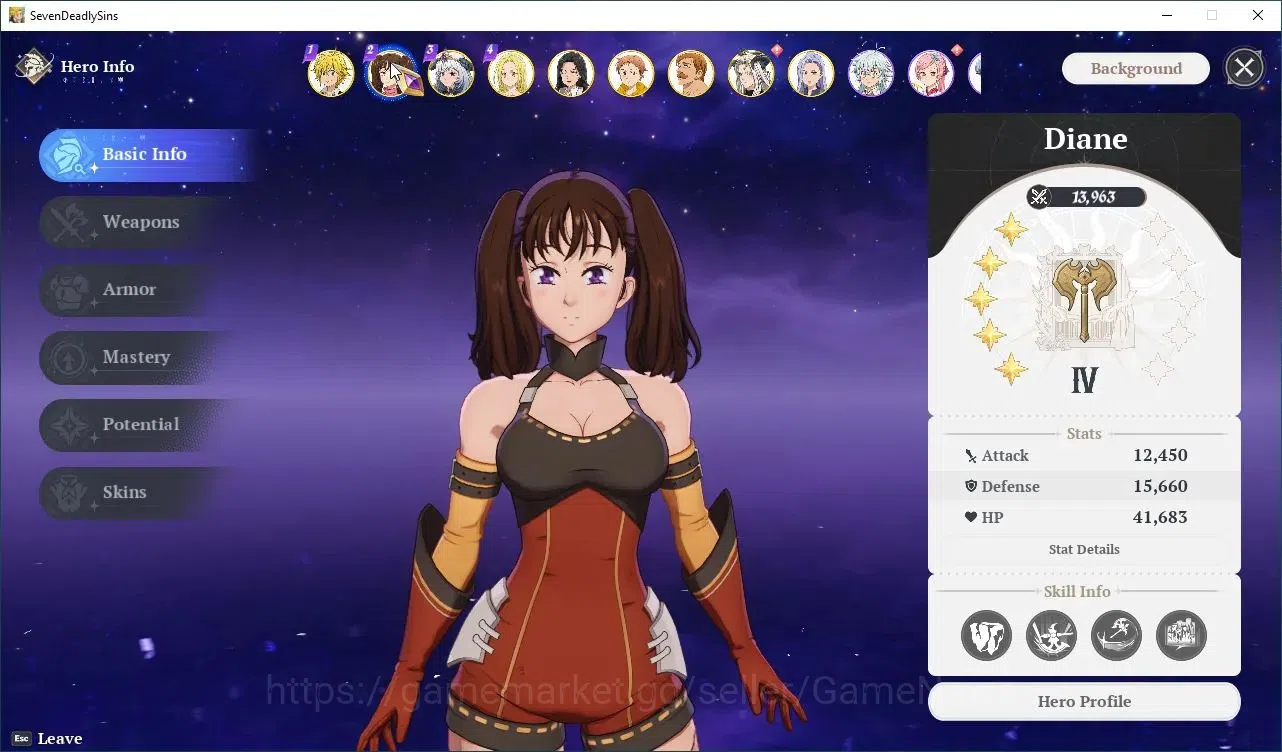 The Seven Deadly Sins: Origin Accounts SEA|Lv 42|9 SSR|MeliodasP8,EscanorP1,DianeP5,Manni image 4