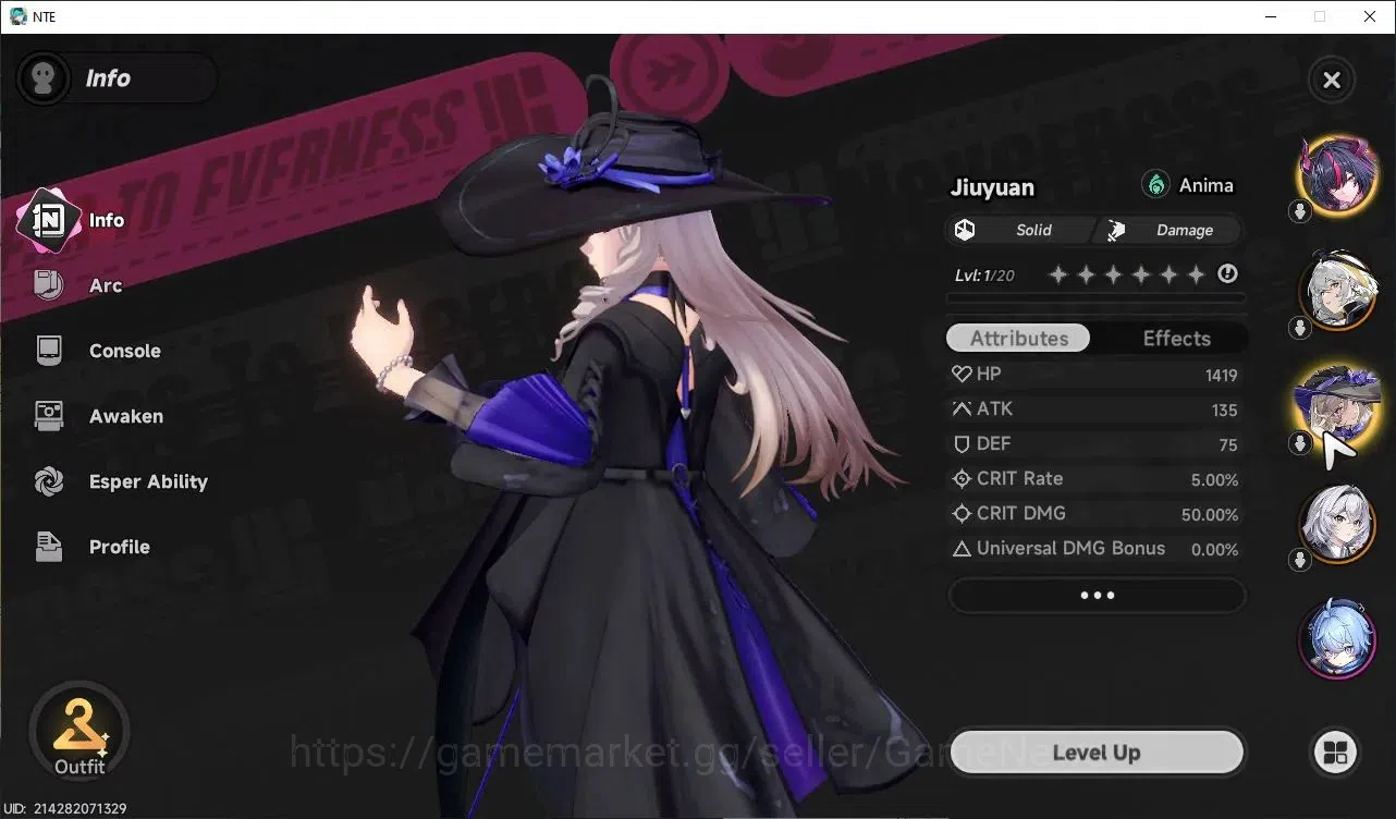 Neverness to Everness Accounts Global EU|HL 3|3 S Class|1 Limited (Shinku) +(Hathor,Jiuyuan)+2 Selector ON|Overcast 3
