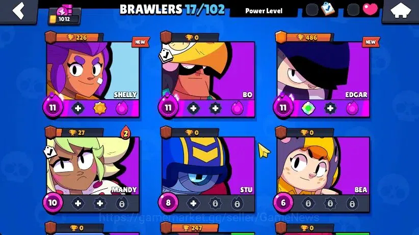 Brawl Stars Accounts 1012 Trophy|17 Brawlers 3 Max Lvl [Bo,Edgar,Shelly]|1 Epic Skins [Super Ranger Brock Black]|CN ON|Take 3