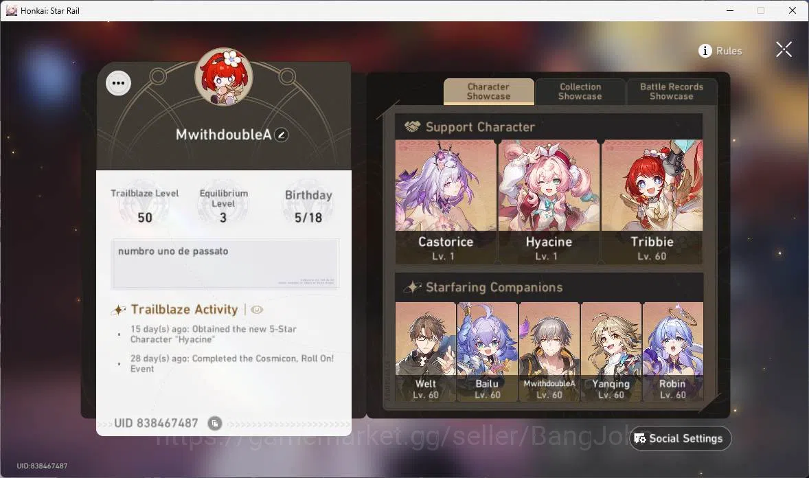 Honkai Star Rail Accounts ASIA|TL 50|5 Limit|Castorice, Robin, Tribbie+sign, image 17