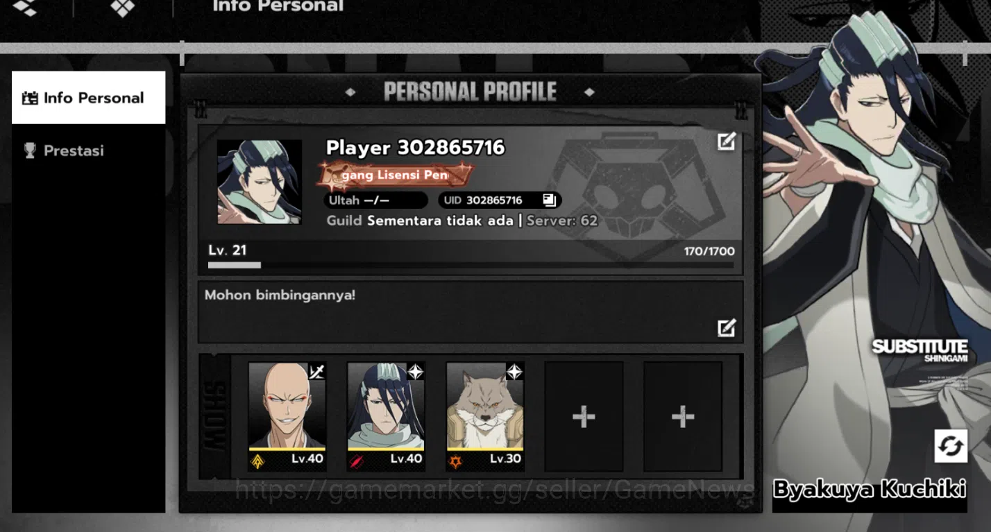BLEACH: Soul Resonance Accounts Nuverse SEA|Lv 21|3 SSR (Byakuya,Ikkaku,Sajin) + 1 image 2