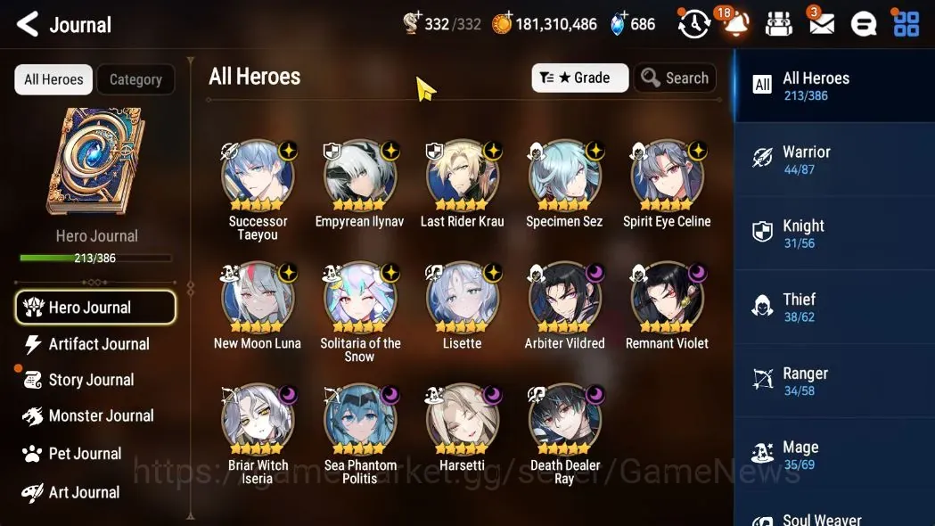 Epic Seven Accounts High-End GLOBAL UnVerif|New Era|14 ML(Lisette,Harseti,AB Vildred,NM Luna,Etc)+AUBE,Hecate,AB 1