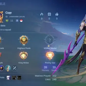 Mobile Legends: Bang Bang Accounts Others Global|Skin 39|Junior|Spesial Bruno+Natali+Lylia,Summer Nana,Elite