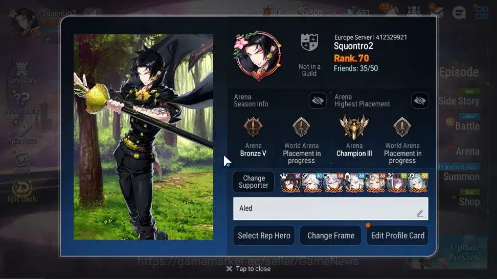 Epic Seven Accounts Collaboration Hero EU Verif|19ML(RueleLight,BW ISeria,etc)+FULL COLLAB Frieren,FULL Aespa,FULL 2
