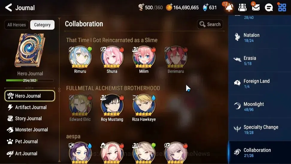 Epic Seven Accounts Collaboration Hero EU Verif|19ML(RueleLight,BW ISeria,etc)+FULL COLLAB Frieren,FULL Aespa,FULL 6