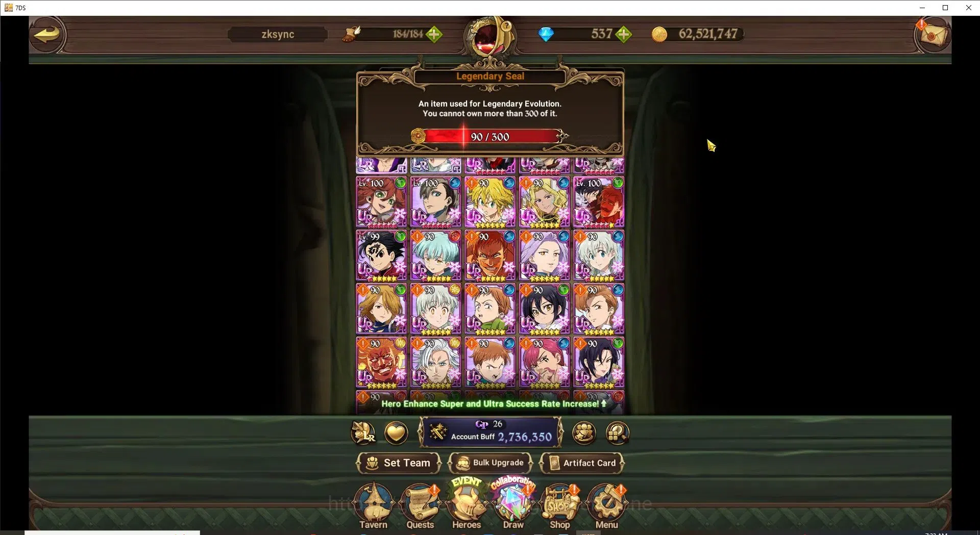 The Seven Deadly Sins: Grand Cross Accounts Endgame Global|2,7M CC|90 LS|537 DM|2LR+4UR+Full Collab 2