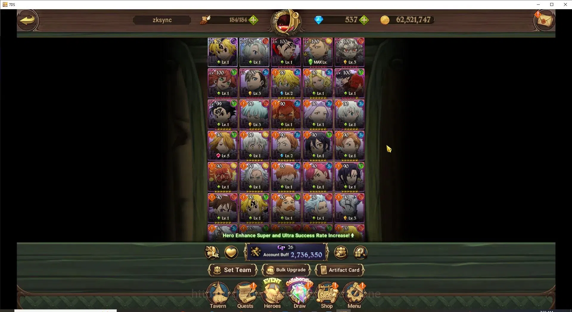 The Seven Deadly Sins: Grand Cross Accounts Endgame Global|2,7M CC|90 LS|537 DM|2LR+4UR+Full Collab 3