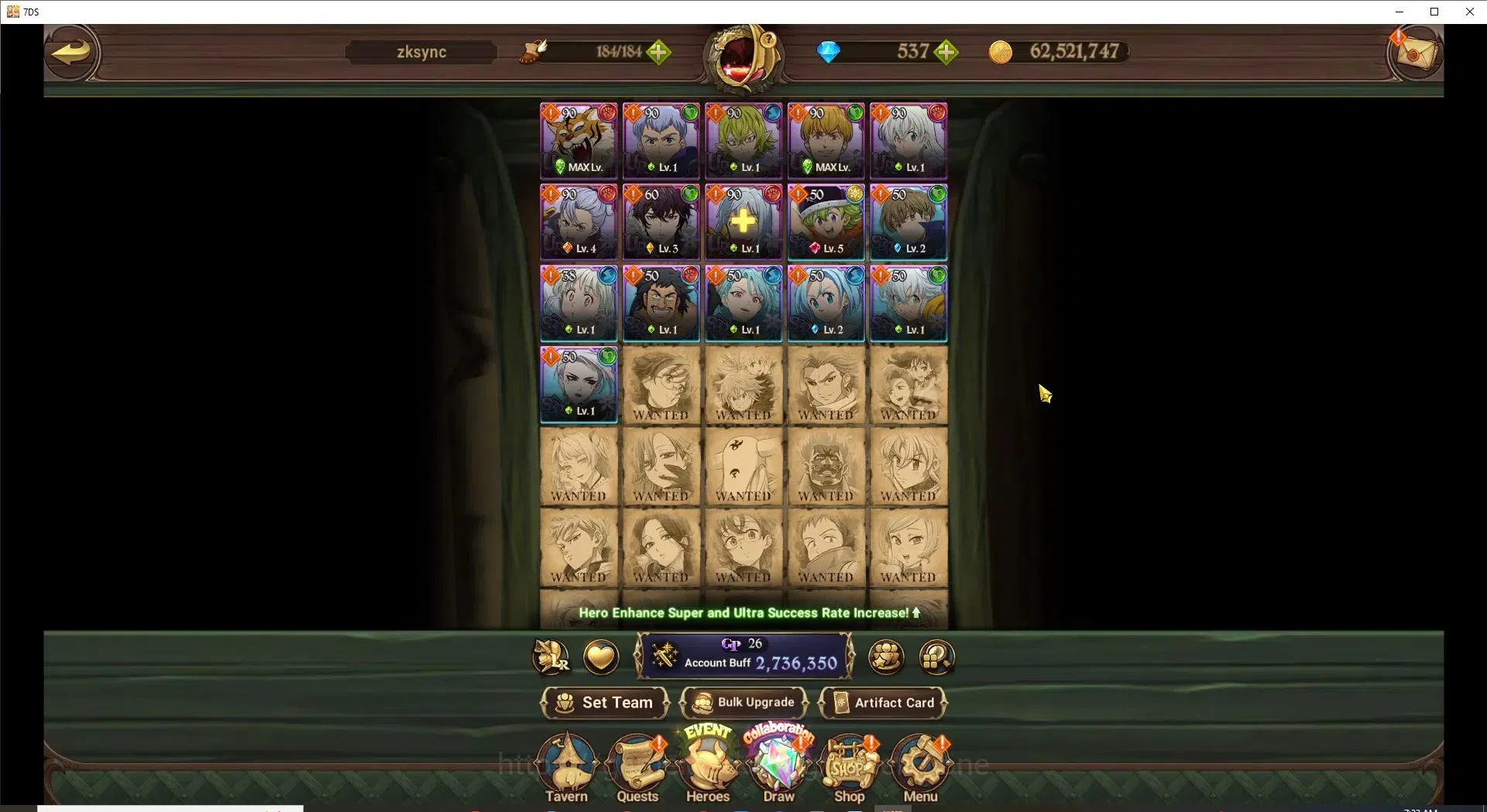 The Seven Deadly Sins: Grand Cross Accounts Endgame Global|2,7M CC|90 LS|537 DM|2LR+4UR+Full Collab 6
