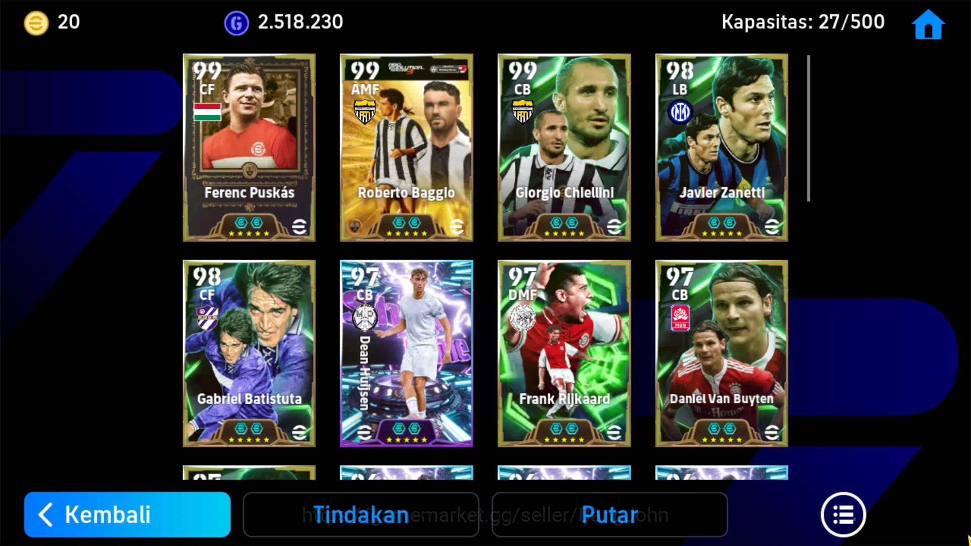 eFootball Accounts Android|power 3189 | puskas epic db, baggio epic d image 5