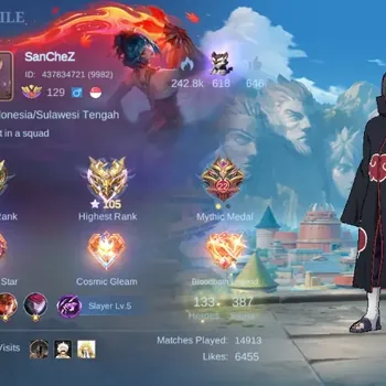 Mobile Legends: Bang Bang Accounts Others Global|Skin 387|Exalted|Legend Gusion,KOF Karina+Chou+Guinevere,Itachi Julian,HxH