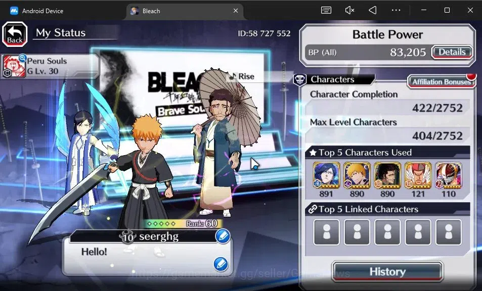 Bleach: Brave Souls Accounts [GLOBAL]20K Orbs+Fresh All Story|Shunsui Parasol24 image 3