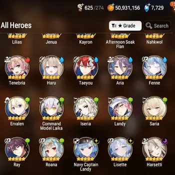 Epic Seven Accounts High-End Global Unverif |3 ML(Landy,Lisette,Harsetti)|Rank 53|MoR 2.7K|PoH+Bless ON|SS 7.7K|Gold