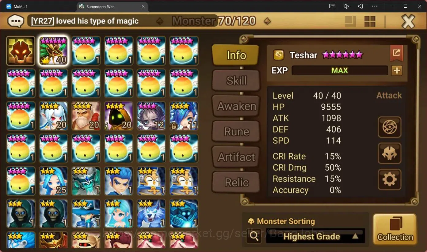 Summoners War: Sky Arena Accounts GLOBAL | NB 5 TESHAR,Starter Gacha 115 12Y+160 11Y image 2