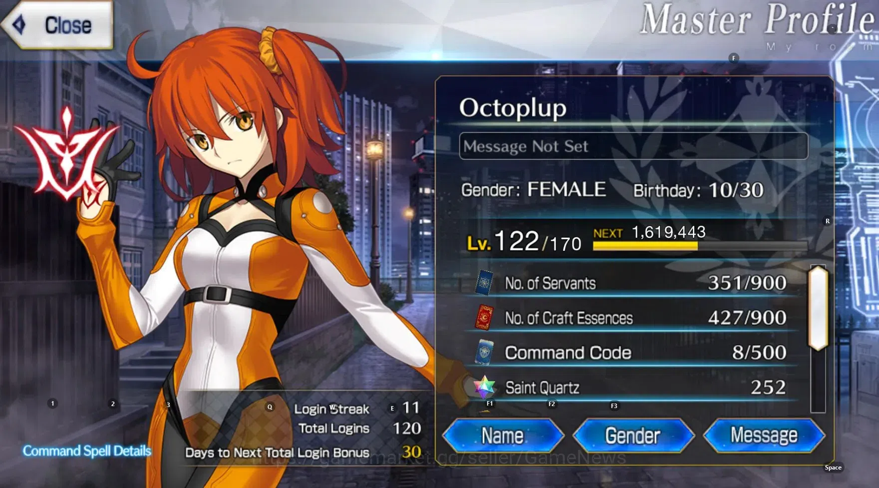 Fate-Grand Order Accounts NA Lv 122|6 limited ssr|252sq|Hokusai NP4,Castoria,Arjuna Alter,Oberon,Aoko|Log Code|SS(FGO739) 6