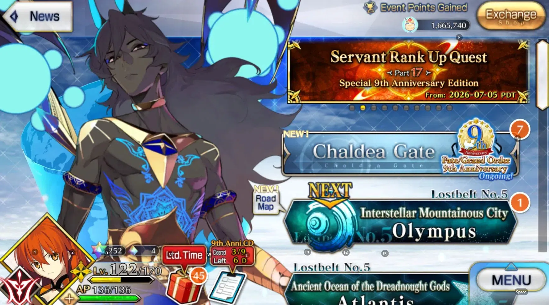 Fate-Grand Order Accounts NA Lv 122|6 limited ssr|252sq|Hokusai NP4,Castoria,Arjuna Alter,Oberon,Aoko|Log Code|SS(FGO739) 7