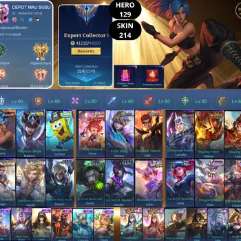 Mobile Legends: Bang Bang Accounts Smurf BEST OFFER | HERO 129 | SKIN 214 | LEONA KARINA | PEGASUS SEIYA BADANG | SPONGEBOB