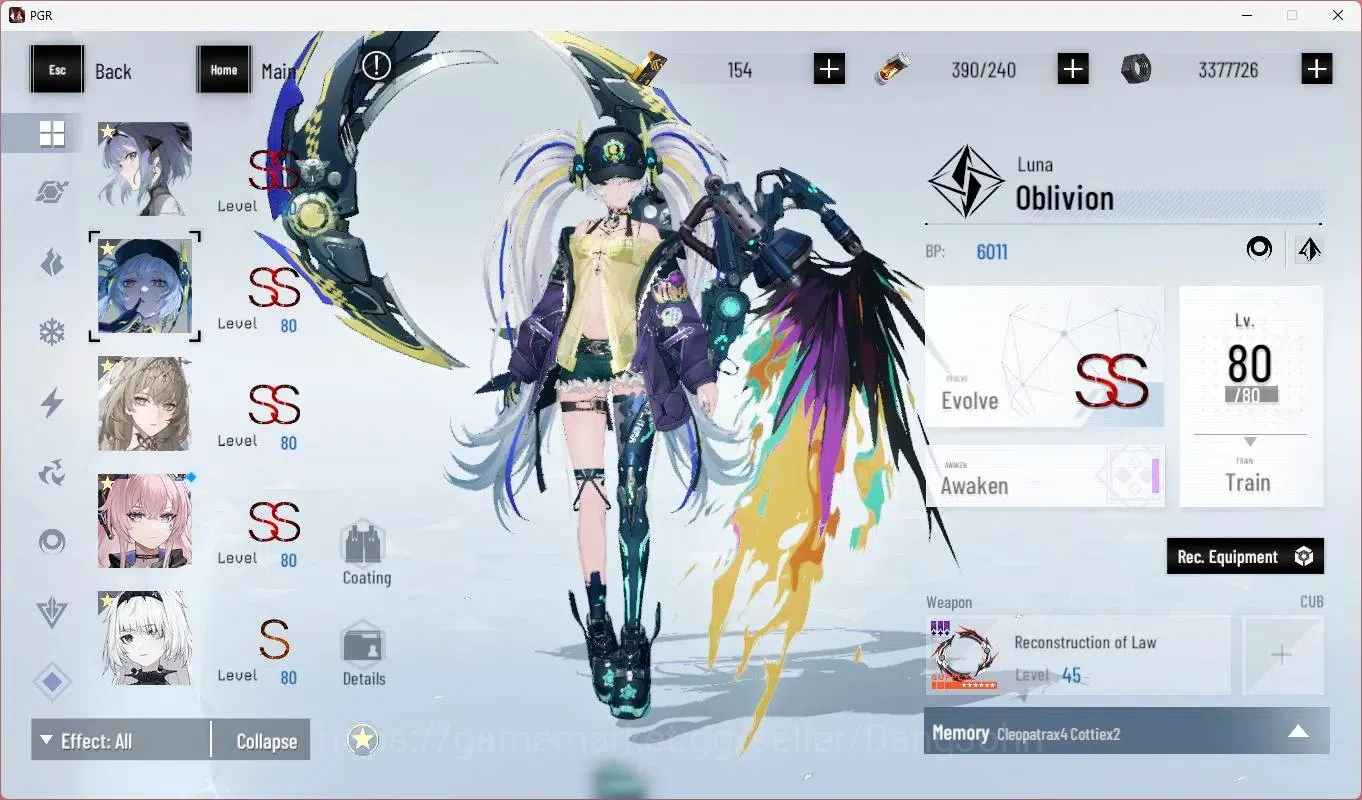 Punishing: Gray Raven Accounts End-Game ASIA|L92 |(SS Lucia CW,SS Selena P,SSNanami S,SS Ishmael P,Lilith D,SS Alisa 10