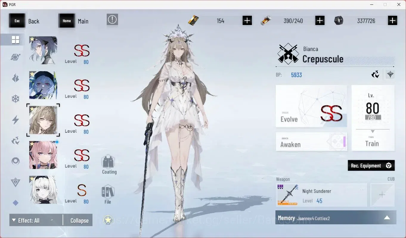 Punishing: Gray Raven Accounts End-Game ASIA|L92 |(SS Lucia CW,SS Selena P,SSNanami S,SS Ishmael P,Lilith D,SS Alisa 11