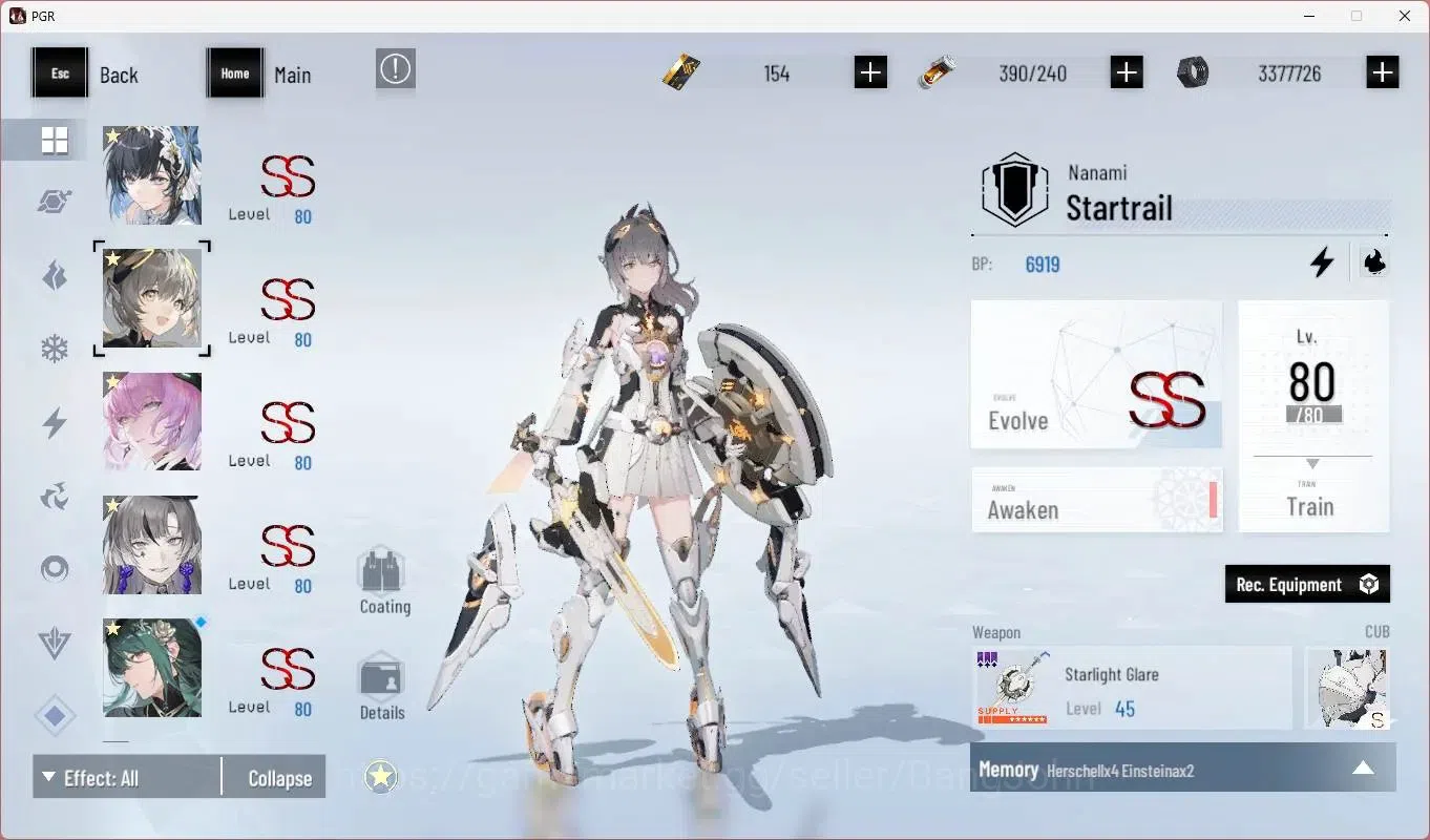 Punishing: Gray Raven Accounts End-Game ASIA|L92 |(SS Lucia CW,SS Selena P,SSNanami S,SS Ishmael P,Lilith D,SS Alisa 5
