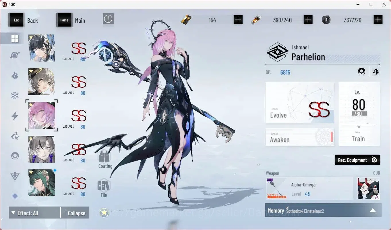 Punishing: Gray Raven Accounts End-Game ASIA|L92 |(SS Lucia CW,SS Selena P,SSNanami S,SS Ishmael P,Lilith D,SS Alisa 6