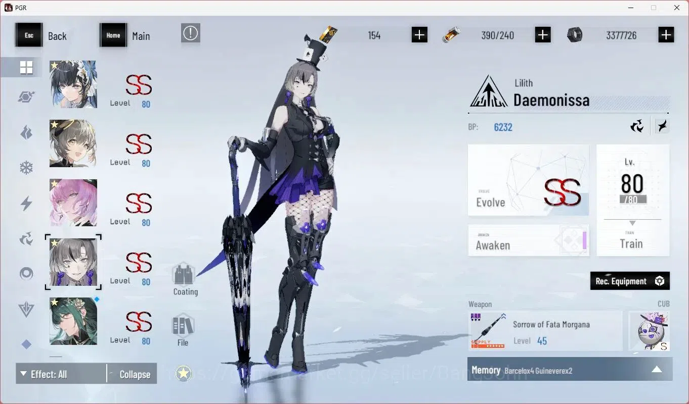 Punishing: Gray Raven Accounts End-Game ASIA|L92 |(SS Lucia CW,SS Selena P,SSNanami S,SS Ishmael P,Lilith D,SS Alisa 7