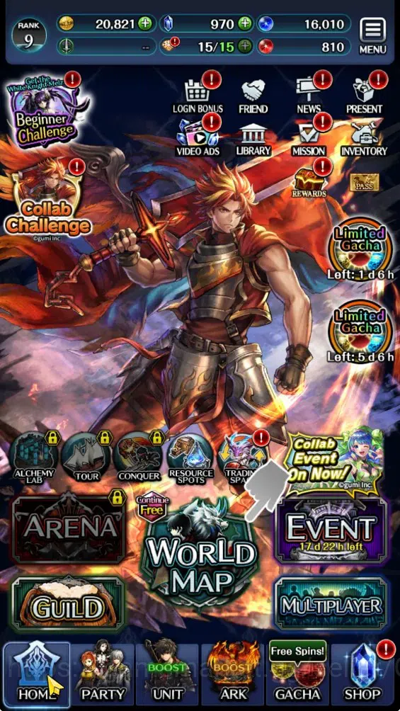 Last Cloudia Accounts GLOBAL|Rank 9|Collab Brave Frontier (Fire God Varg image 7