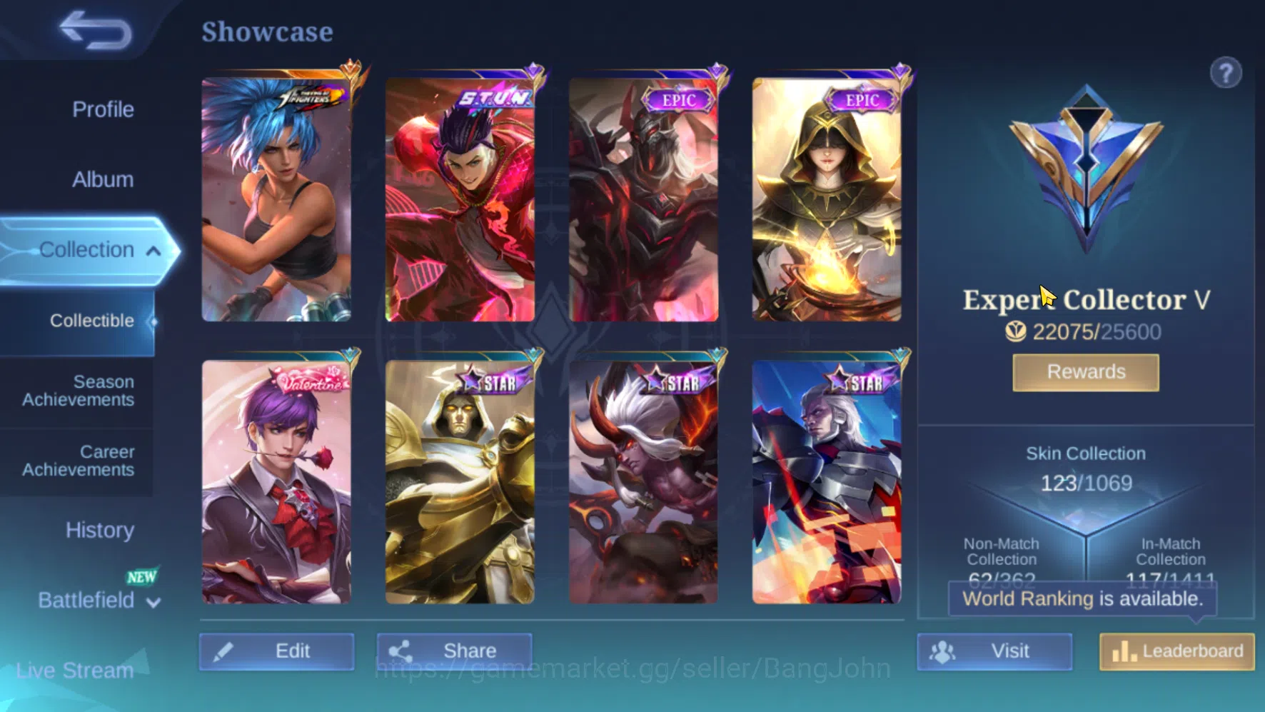 Mobile Legends: Bang Bang Accounts Hero 109 | Skin 123 | Emblem All Max | KOF Karina  image 2