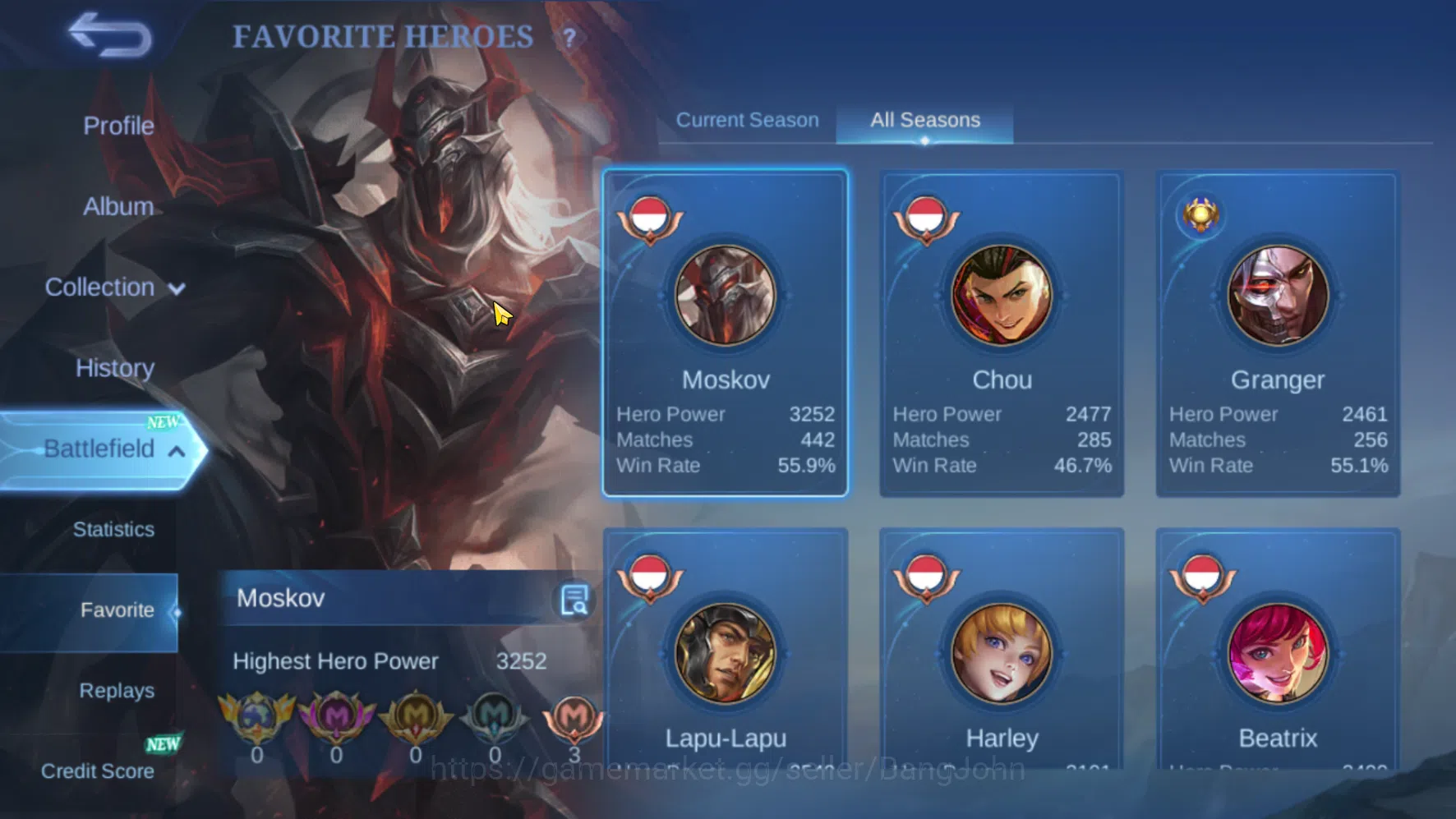 Mobile Legends: Bang Bang Accounts Hero 109 | Skin 123 | Emblem All Max | KOF Karina  image 4