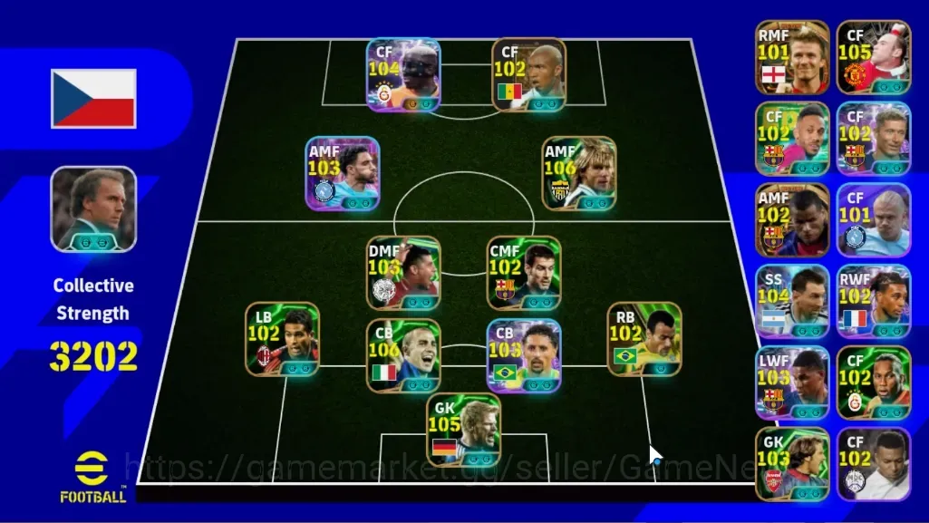 eFootball Accounts Legends & Iconic Players Android|Big Time Rivaldo,David Beckham|15 Epic Pavel Nedved,Fabio 1