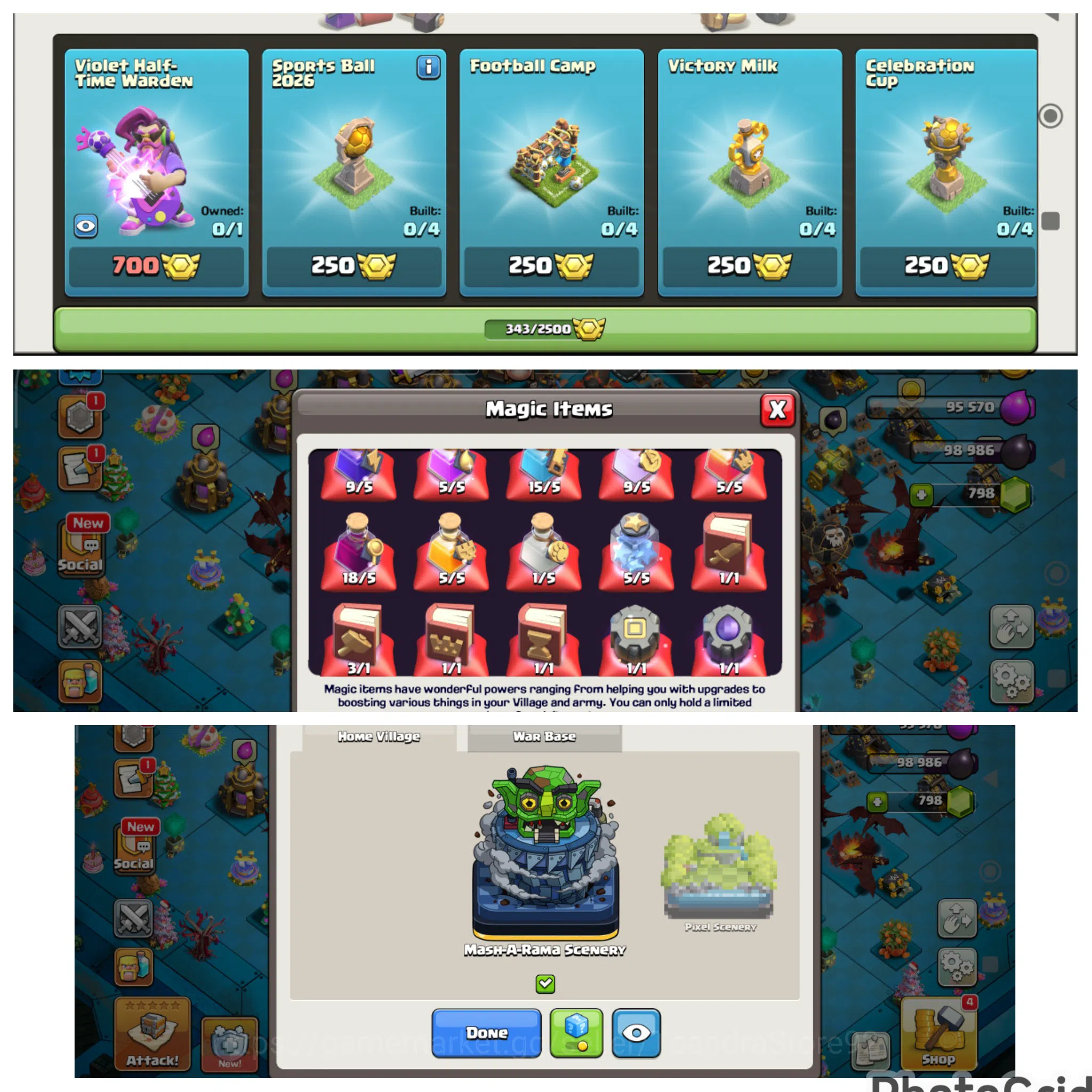 Clash of Clans Accounts High-End TH 10 NO WALL ENGINEREED MAXED COLLECTOR SUPER RARE LVL 102 ENGINEERED MAX|343 MENDALS 1