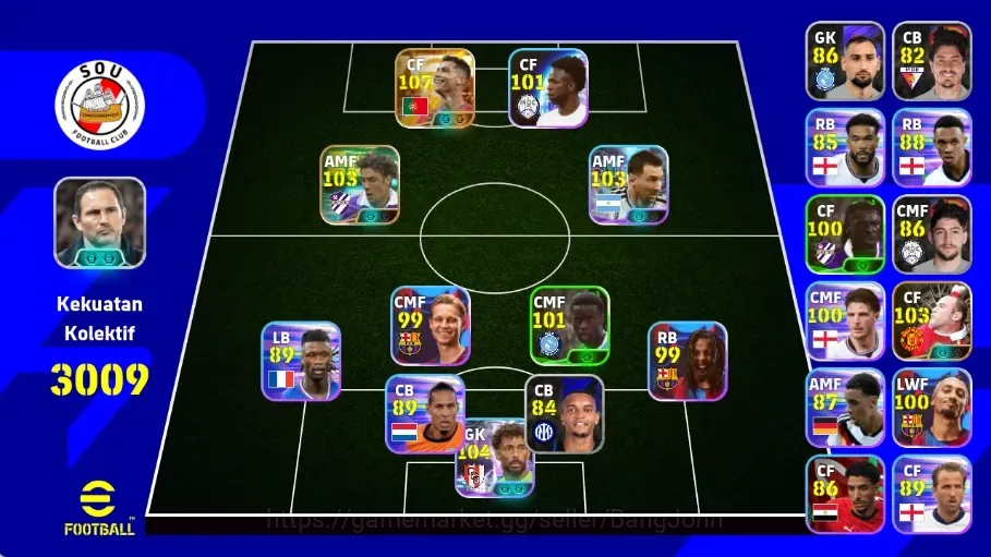 eFootball Accounts Legends & Iconic Players Android|PW 3009|Cristiano Ronaldo BigT,Rul Costa Epic,Wayne Rooney Epic,P. E 1