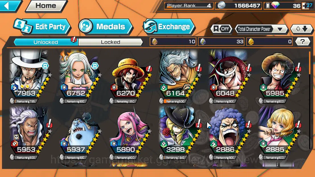 One Piece Bounty Rush Accounts Global|5 EX|Awaken Lucci,S-Snake,Onigashima Zoro,D image 4