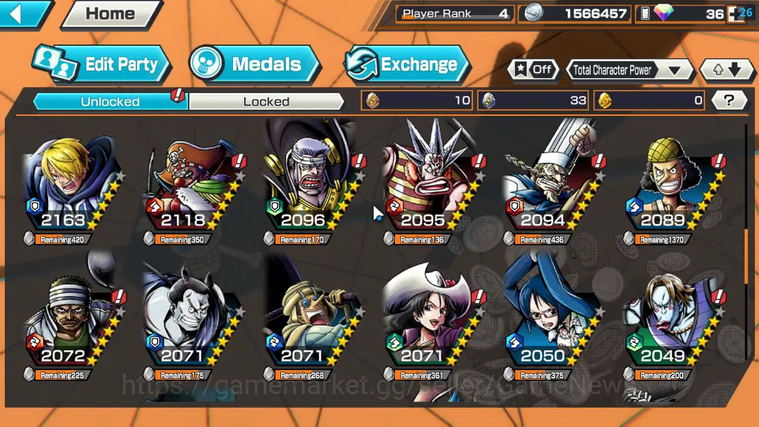 One Piece Bounty Rush Accounts Global|5 EX|Awaken Lucci,S-Snake,Onigashima Zoro,D image 6