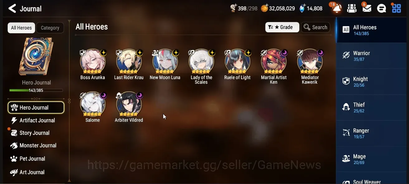 Epic Seven Accounts High-End GLOBAL UnVerif|New Era|9 ML(Lot Scales,BArunka,Salome,NM Luna,A Vildred,Ruele etc)+PByblis 1