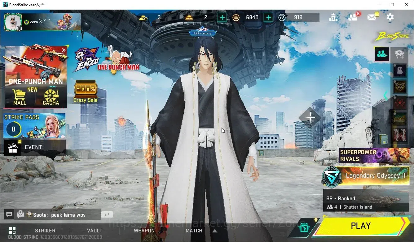 Blood Strike Accounts Collab Skin ASIA|1 BLEACH: Byakuya Kuchiki|1 ULTRA Striker: ZERO Bloodstained|2 LEGENDARY Strikers|1 2